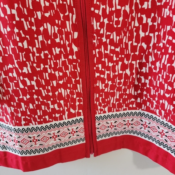 DRAPER'S & DAMON'S Red White Full Zip Jacket Sz XL Pocket Embellished Minimalist - Picture 3 of 12